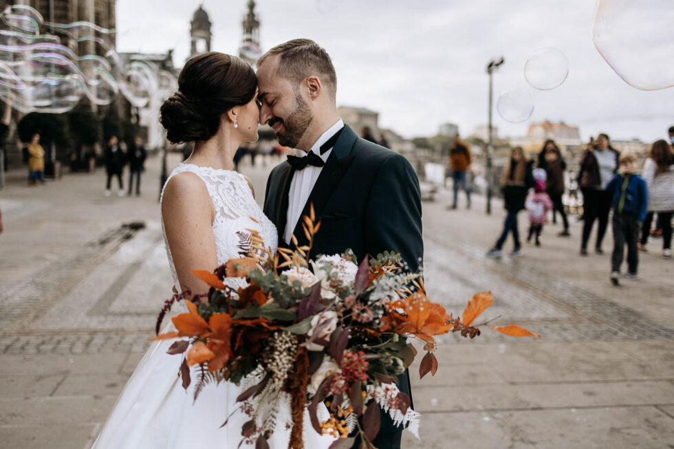 Barock, Brautpaarfotos, Dresden, Fürstenzug, Hochzeit, Opernhaus am Zwinger, Semperoper